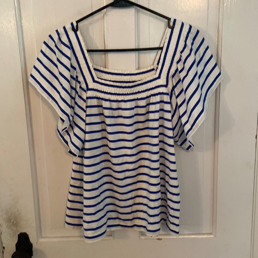 J. Crew blue and white blouse
